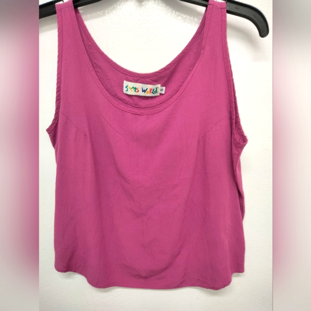 Jams World (Size S) Mauve Pink 100% Rayon Stretch Lightweight Crop Tank Blouse